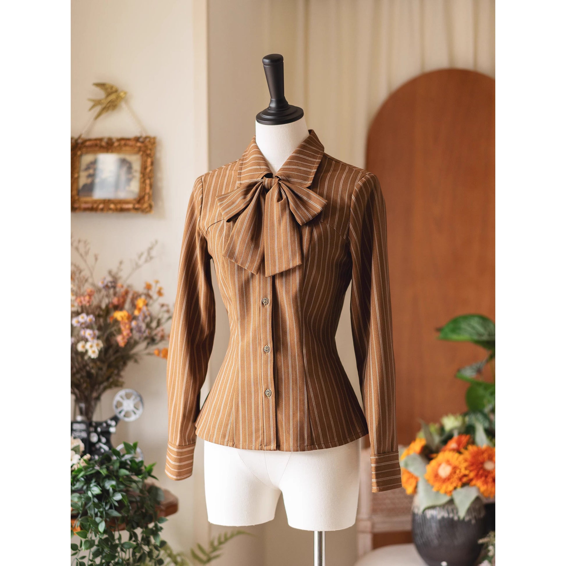 英国のお嬢様のブリティッシュブラウス - Brown