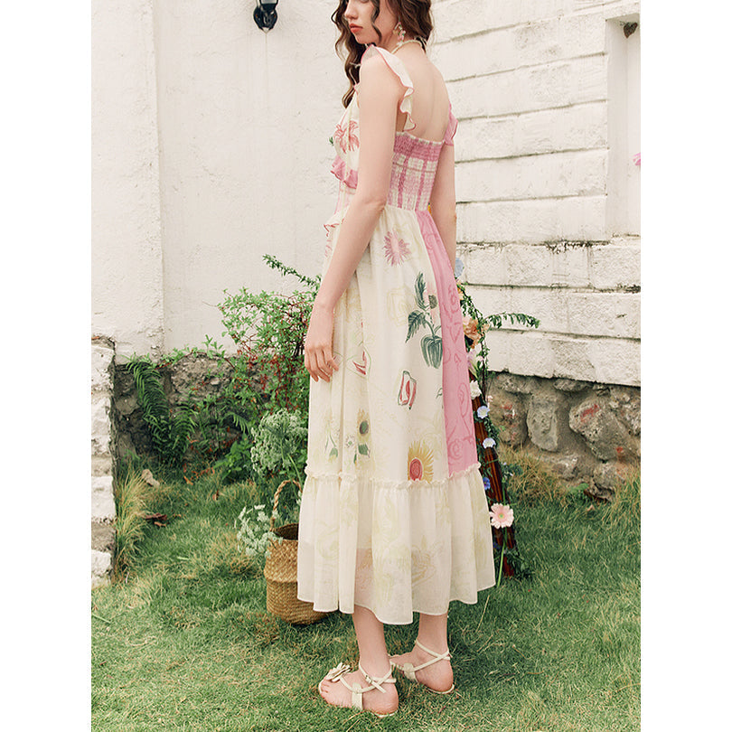 向日葵の花の描画キャミソールワンピース