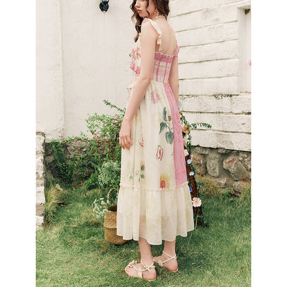 向日葵の花の描画キャミソールワンピース