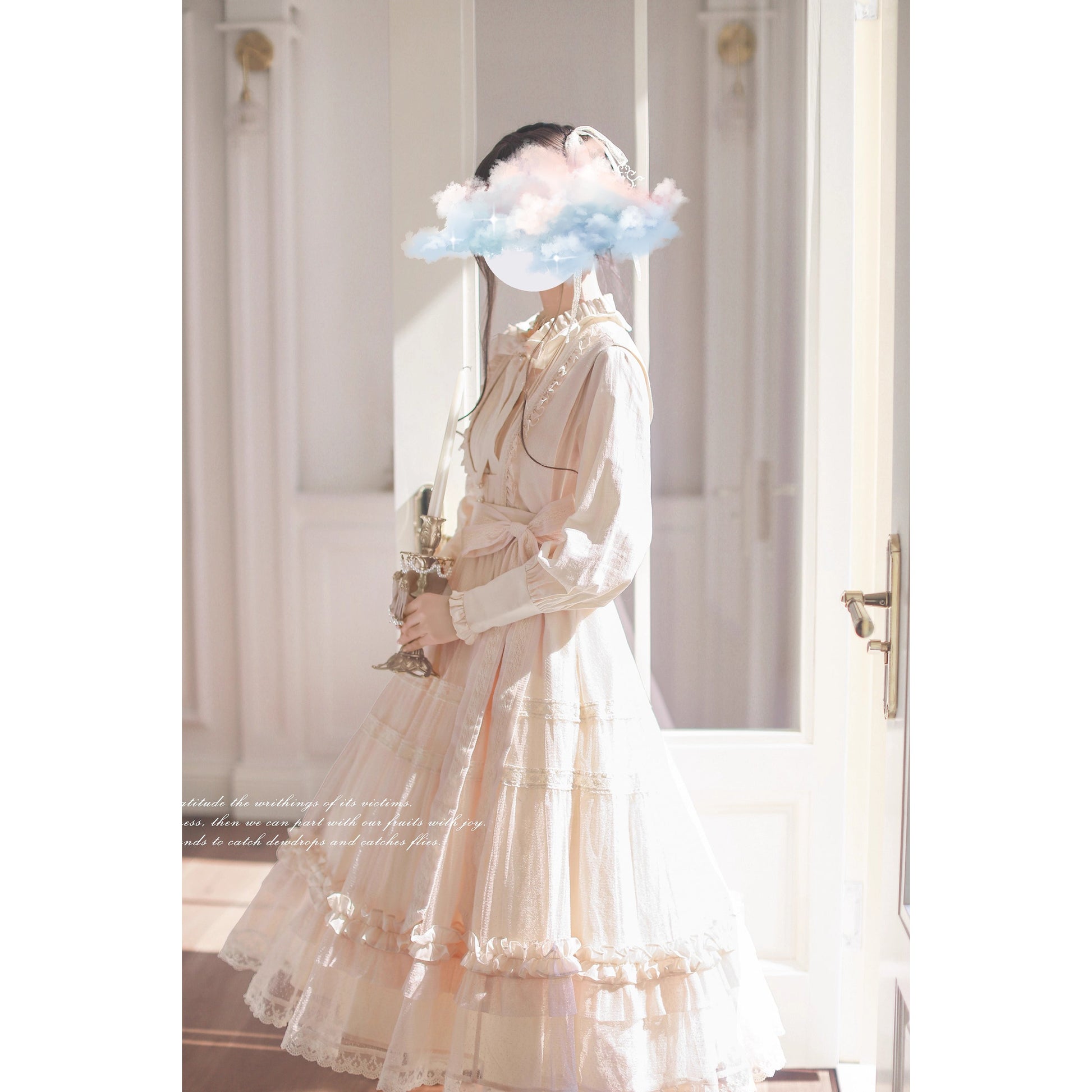 奏鳴曲を奏でる刺繍ジャンパースカートとフリルリボンブラウス