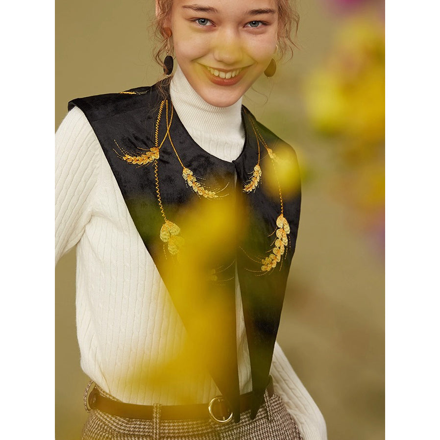 黄金の麦の刺繍付け襟