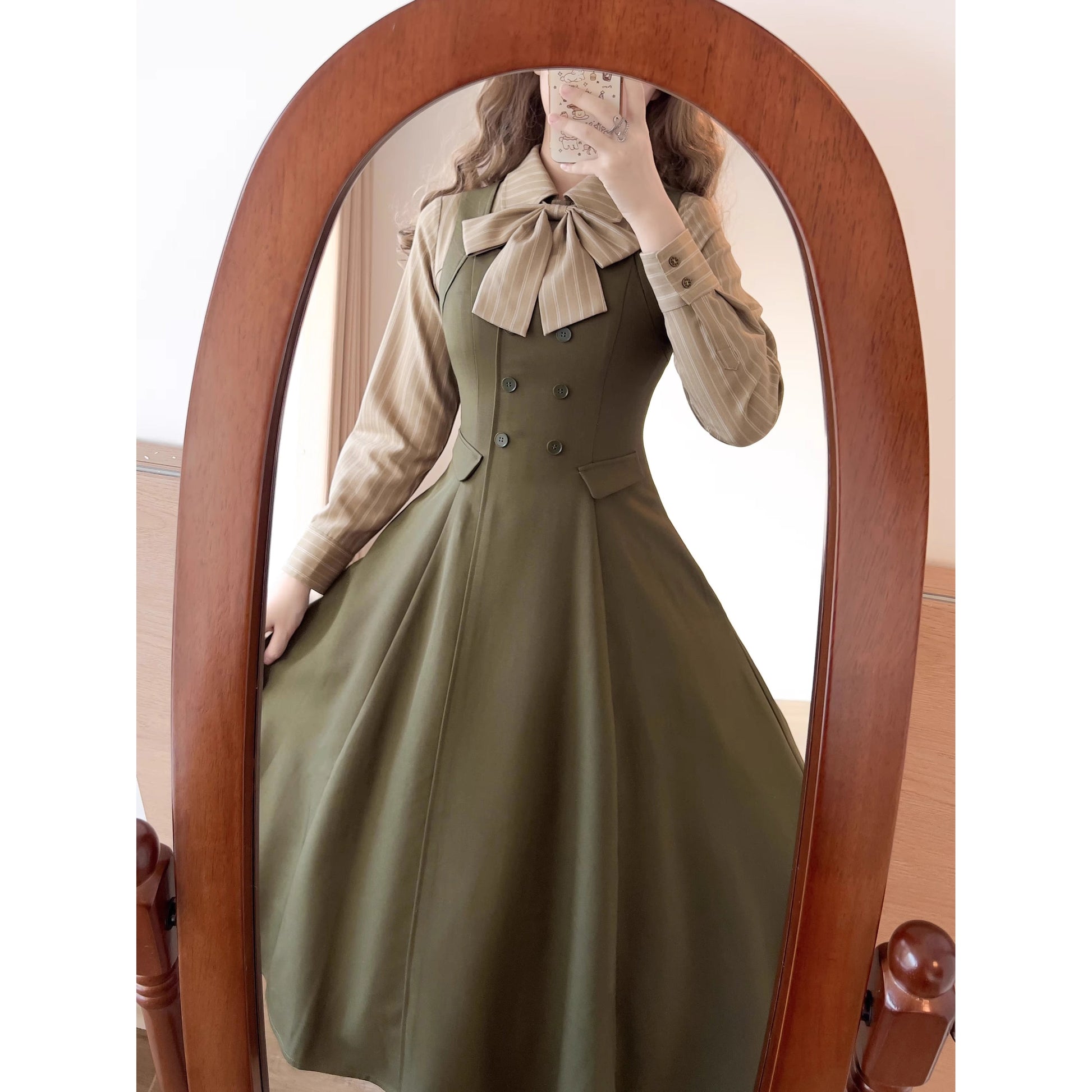 英国のお嬢様のブリティッシュジャンパースカート - Moss Green