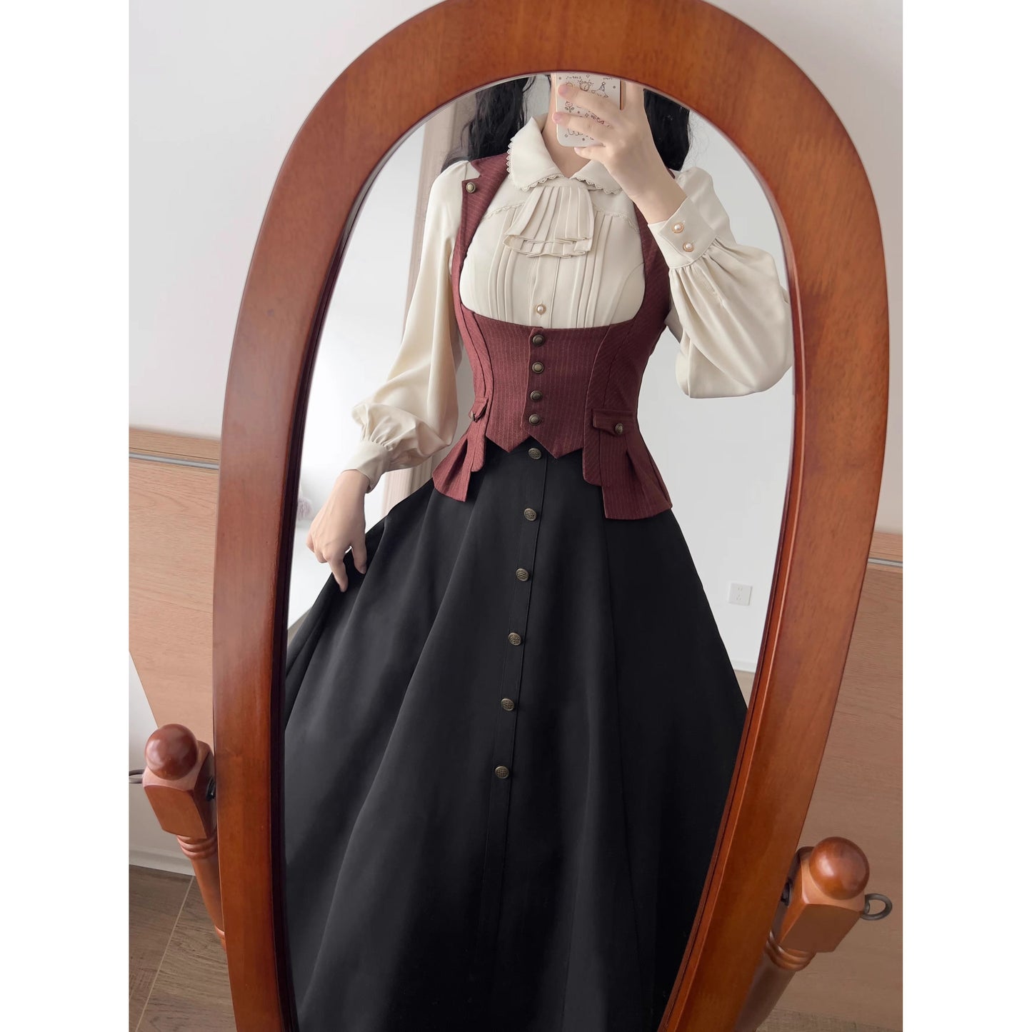 英国のお嬢様のヴィクトリアンスカート - Black