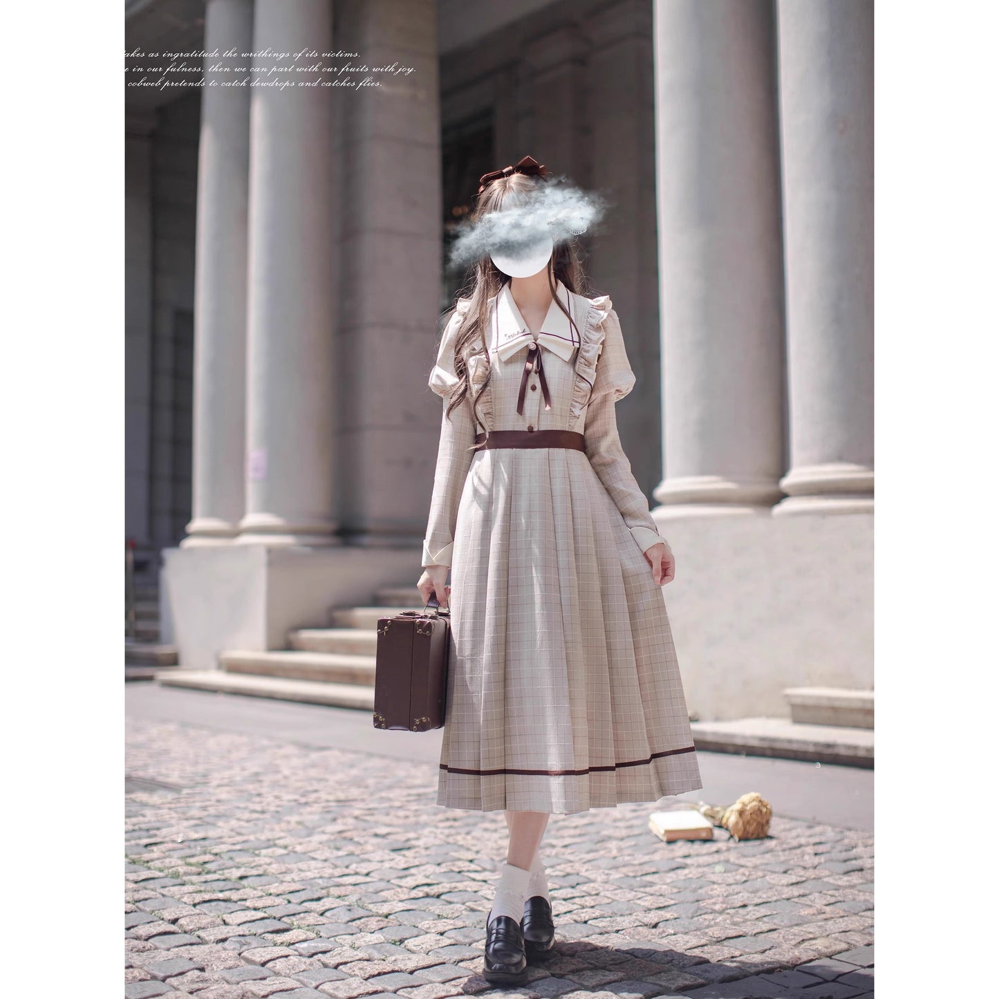 英国のお嬢様の格子柄クラシカルワンピース