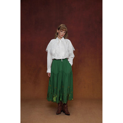 サボテンの花の刺繍チュールケープ