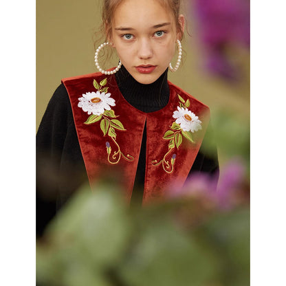 花絵の刺繍付け襟