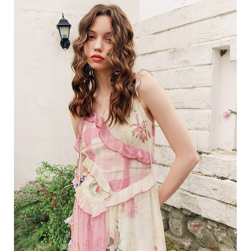 向日葵の花の描画キャミソールワンピース