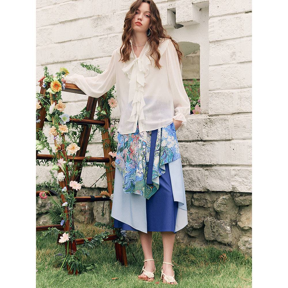 花咲く栗の枝のアシンメトリースカート