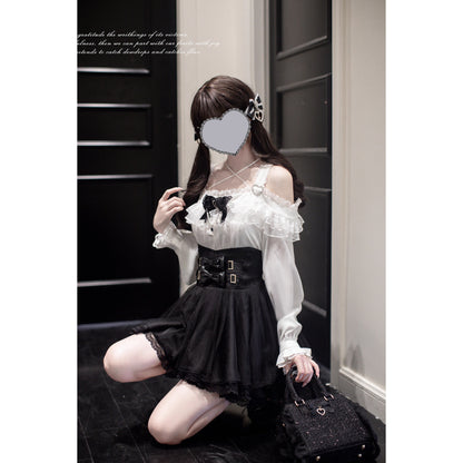 夜曲を奏でるお嬢様のフリルトップスとコルセットスカート