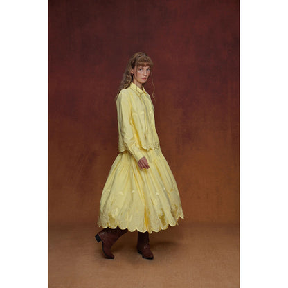 サボテンの刺繍ブラウスとスカート - Yellow