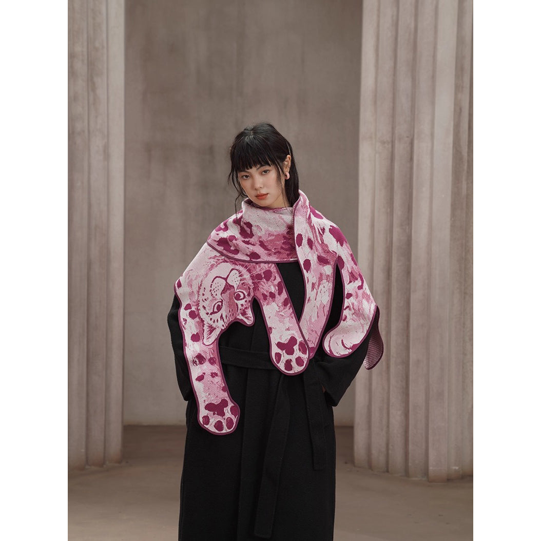 豹の挿絵ニットストール