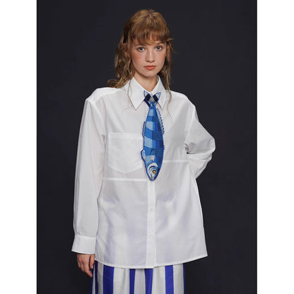 お魚の刺繍ネクタイ（ブルー）