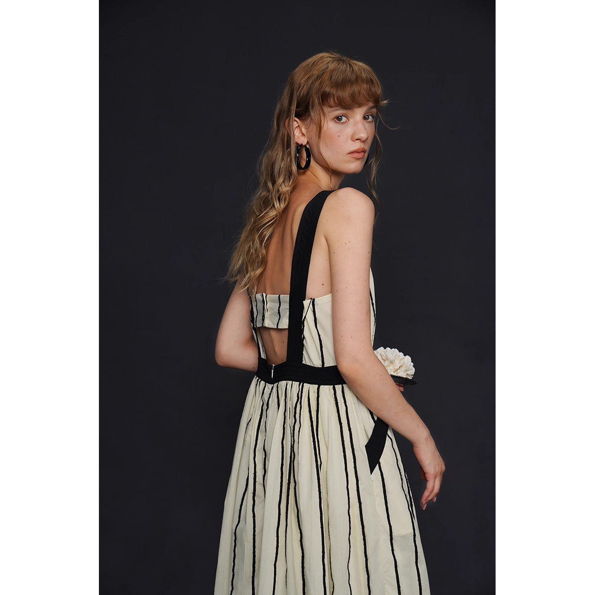 生成の縦縞ストライプワンピース