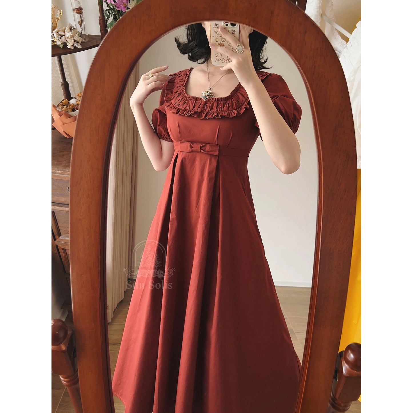 英国のお嬢様のクラシカルワンピース - Dark Red