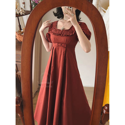英国のお嬢様のクラシカルワンピース - Dark Red