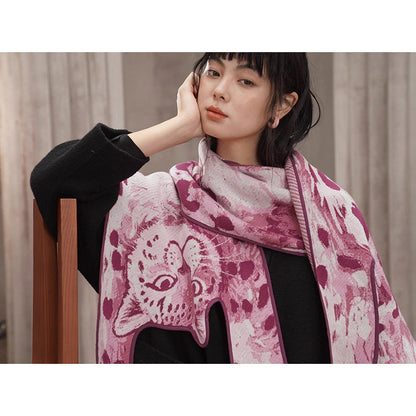 豹の挿絵ニットストール