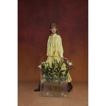 サボテンの刺繍ブラウスとスカート - Yellow