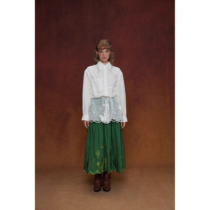 サボテンの花の刺繍チュールケープ