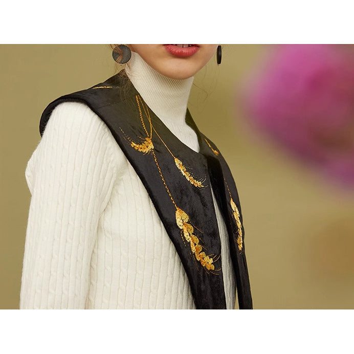 黄金の麦の刺繍付け襟