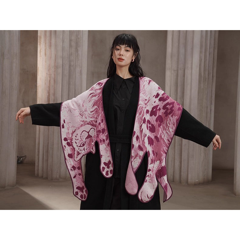 豹の挿絵ニットストール