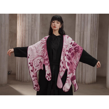 豹の挿絵ニットストール