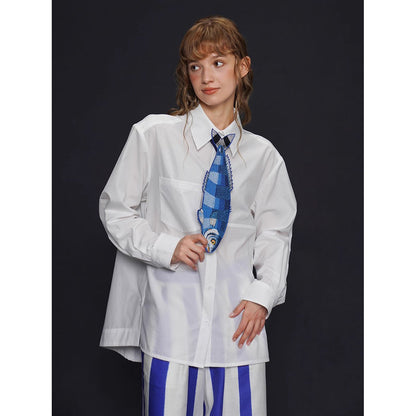 お魚の刺繍ネクタイ（ブルー）