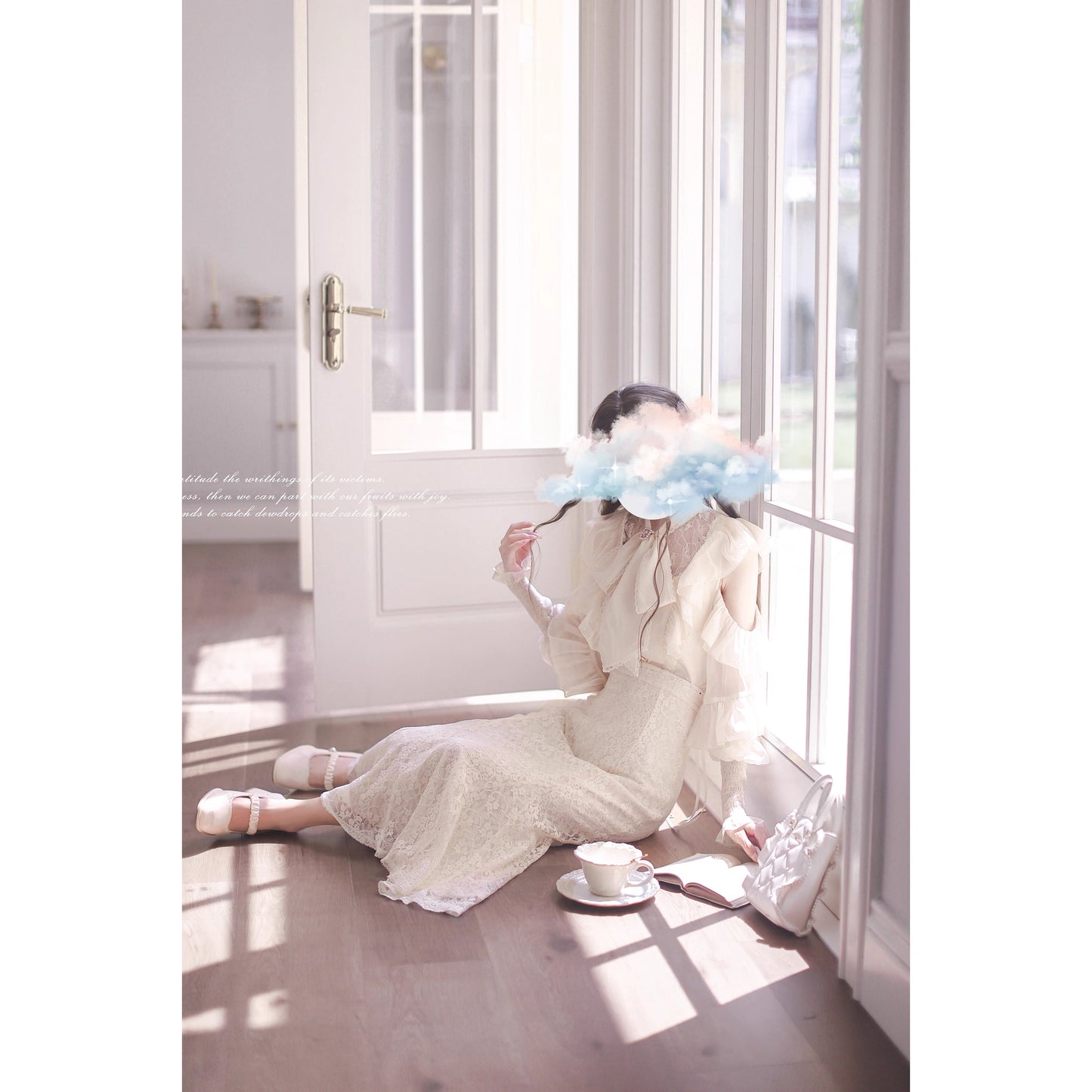 月光の令嬢のリボンブラウスとマーメイドスカート