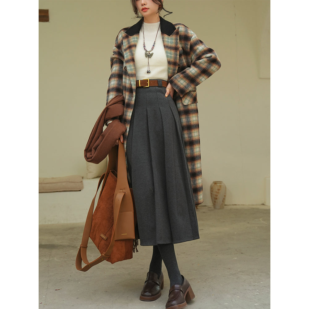 文学令嬢のロングプリーツスカート - Gray