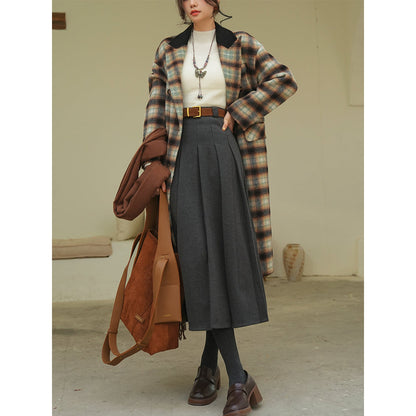 文学令嬢のロングプリーツスカート - Gray