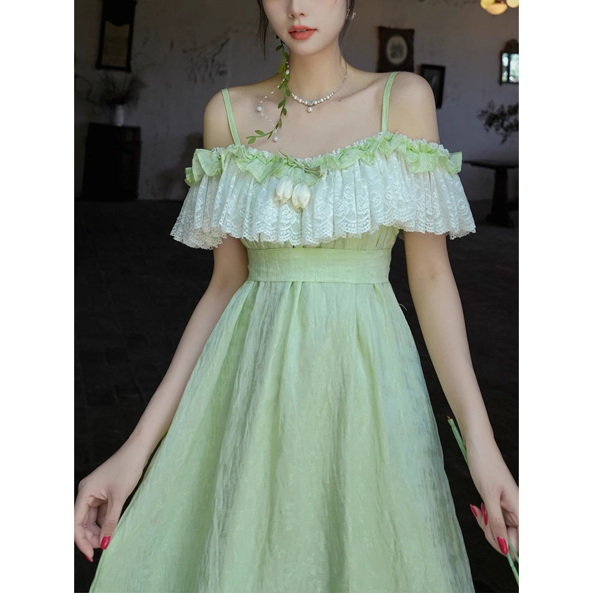 森の陽射し色キャミソールワンピース