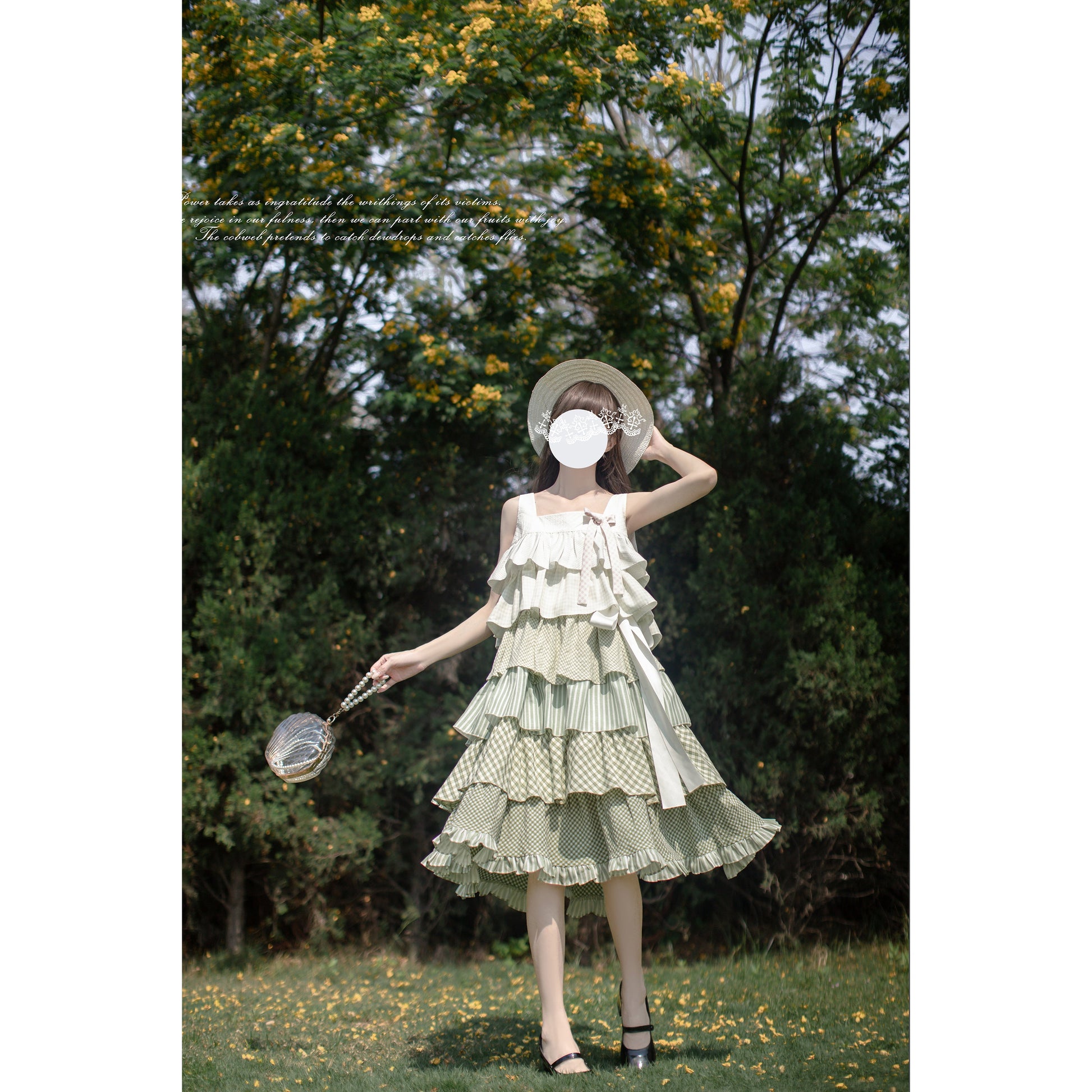 新緑の森のお嬢様のティアードワンピース