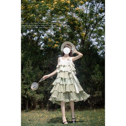 新緑の森のお嬢様のティアードワンピース