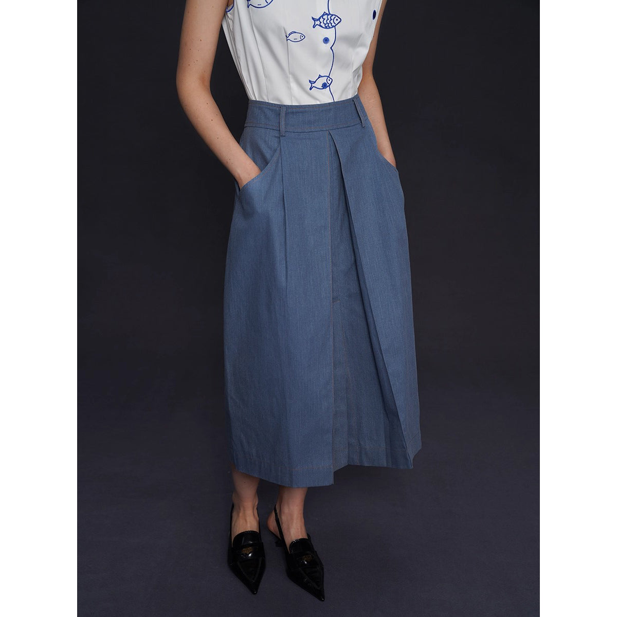 青藍の海色デニムスカート