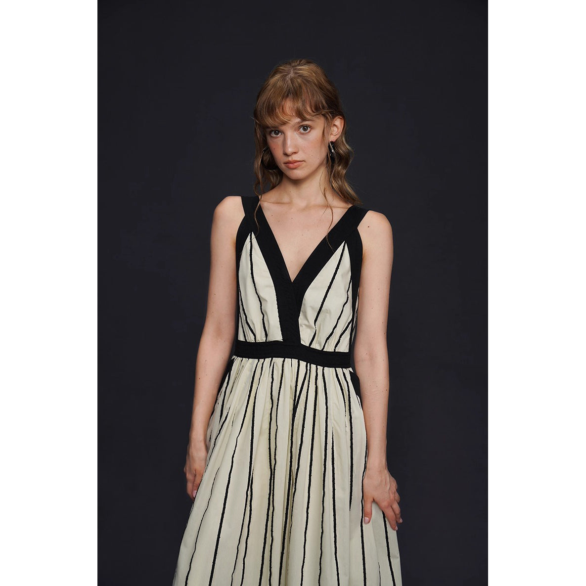 生成の縦縞ストライプワンピース