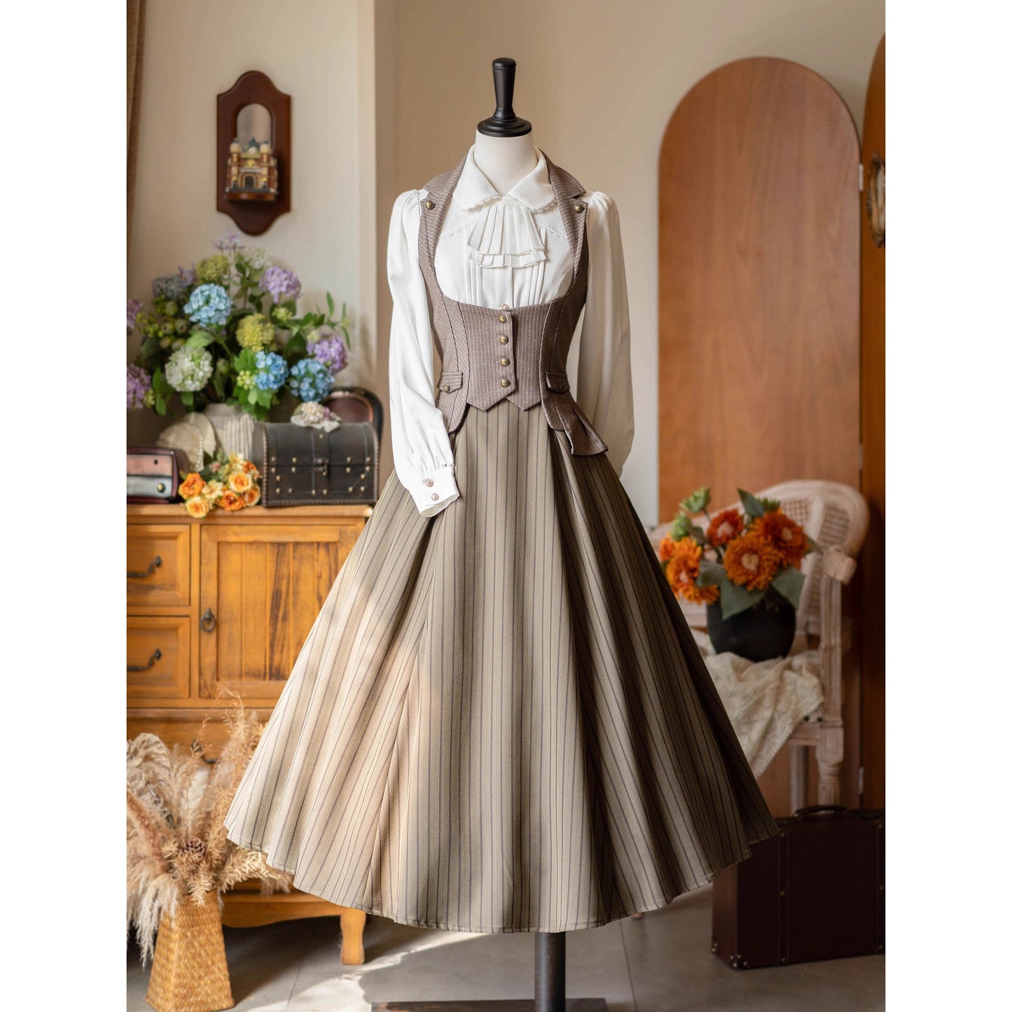 英国のお嬢様のコルセットスカート - Olive Drab