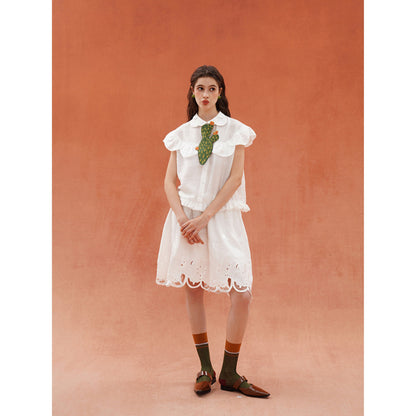 サボテンと花の刺繍ネクタイ - Dark Green