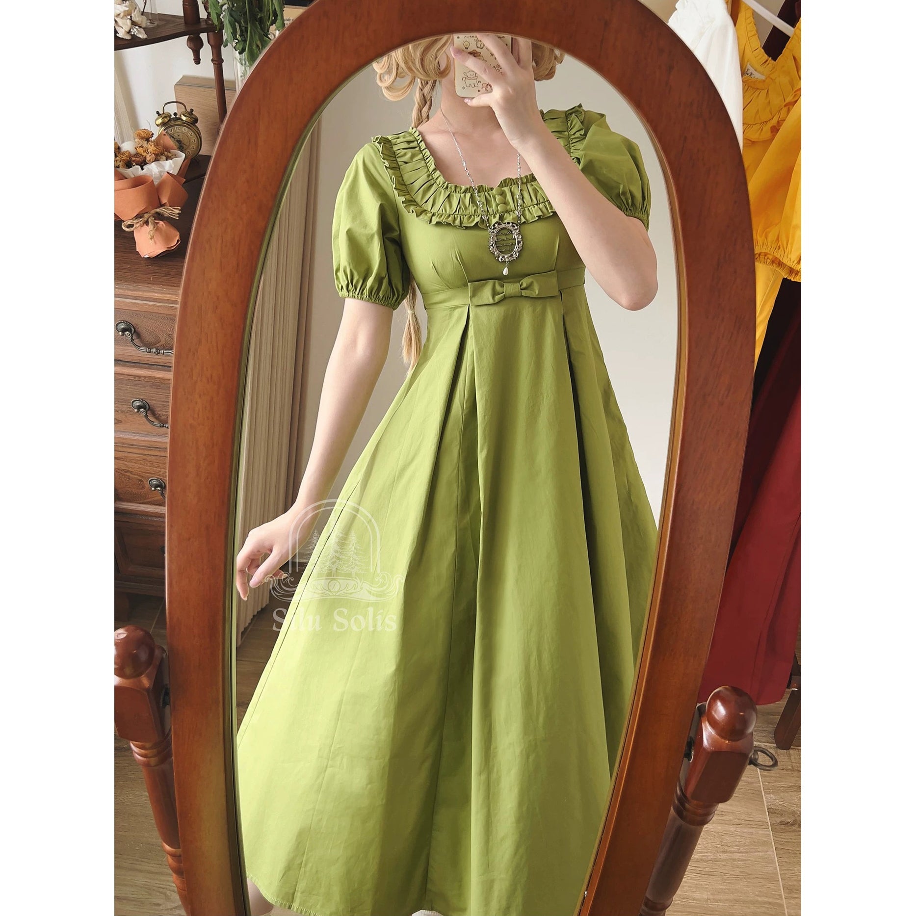 英国のお嬢様のクラシカルワンピース - Spring Green