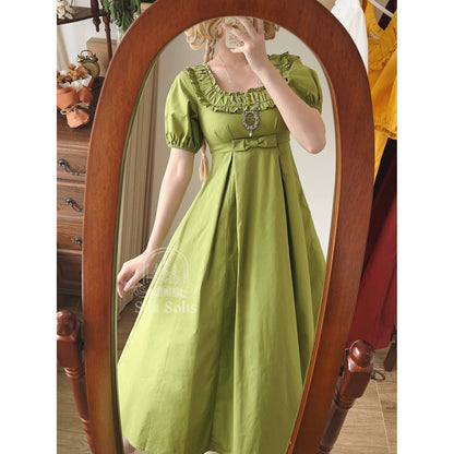英国のお嬢様のクラシカルワンピース - Spring Green