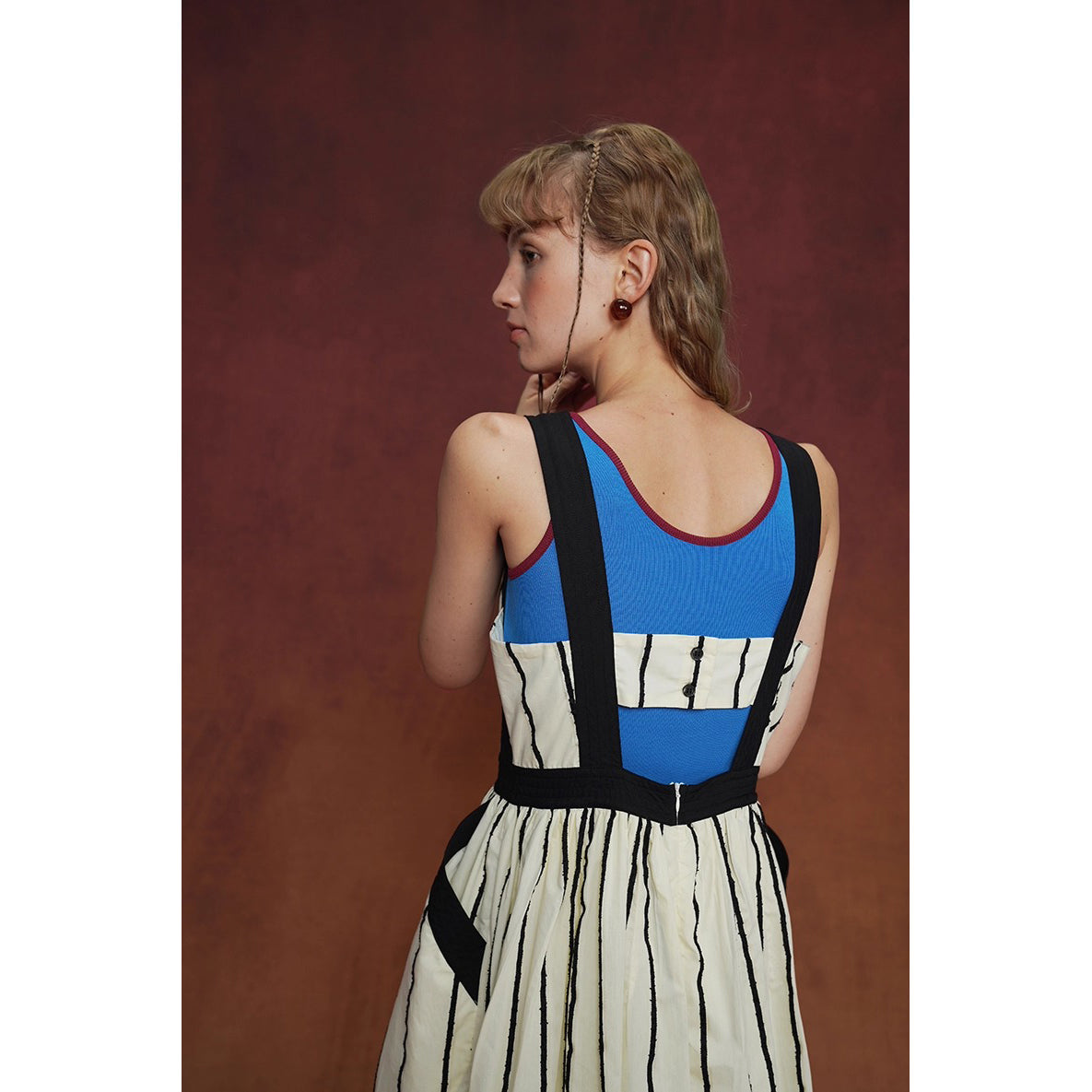 生成の縦縞ストライプワンピース