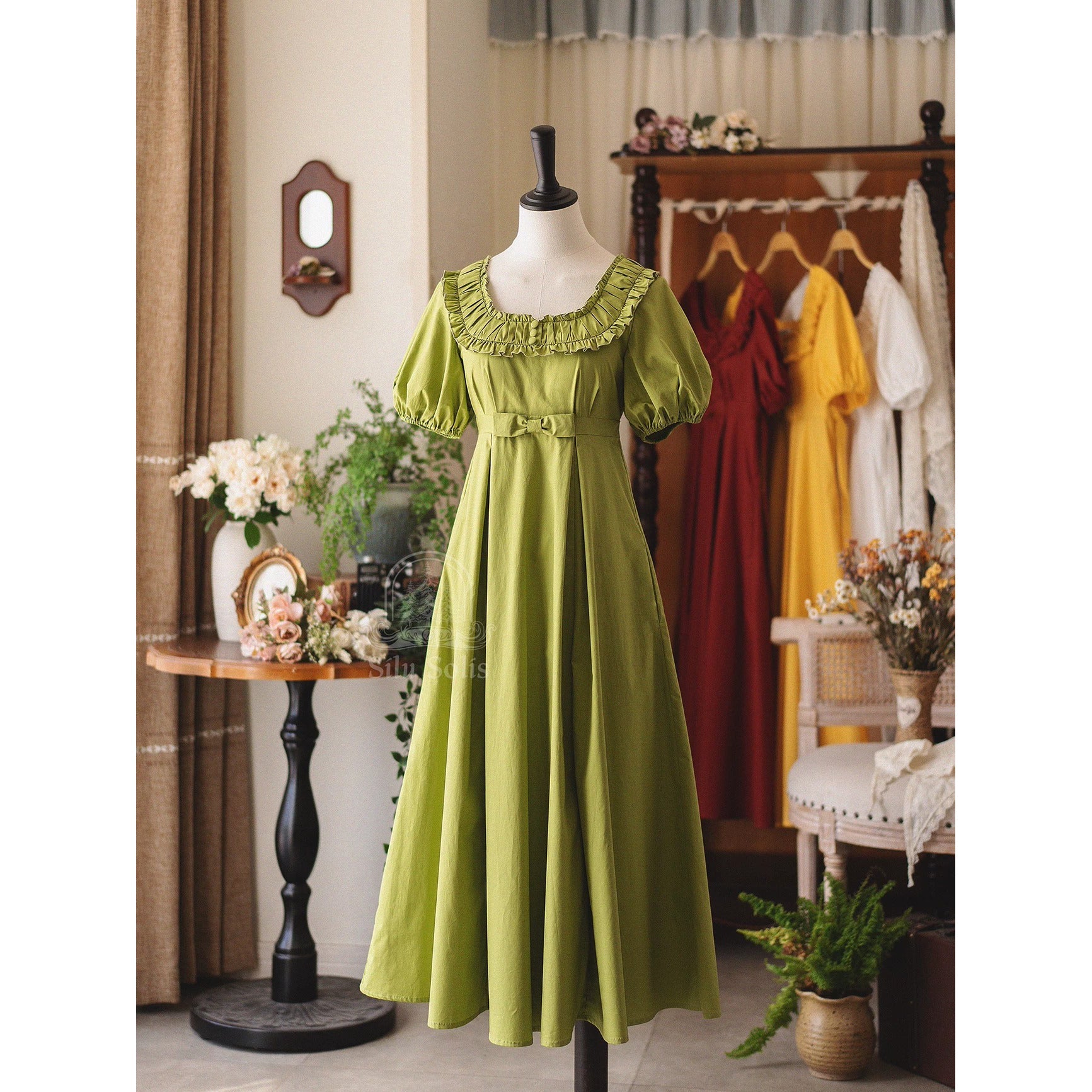 英国のお嬢様のクラシカルワンピース - Spring Green