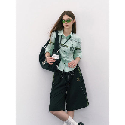 魔法学校の刺繍ストライプブラウス