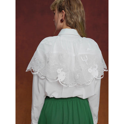 サボテンの花の刺繍チュールケープ