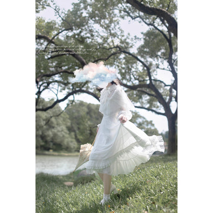 純白のお嬢様のチュールケープワンピース