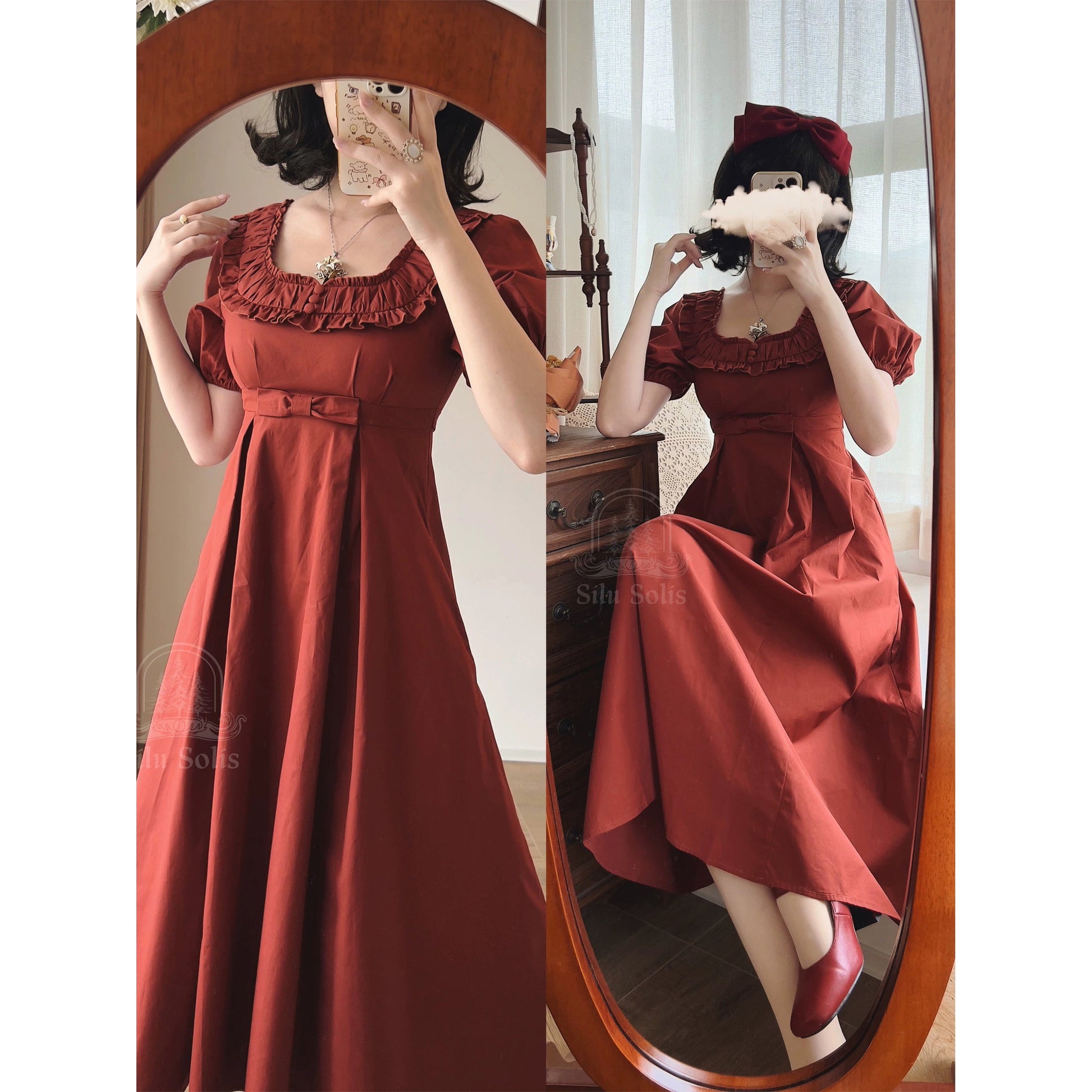 英国のお嬢様のクラシカルワンピース - Dark Red
