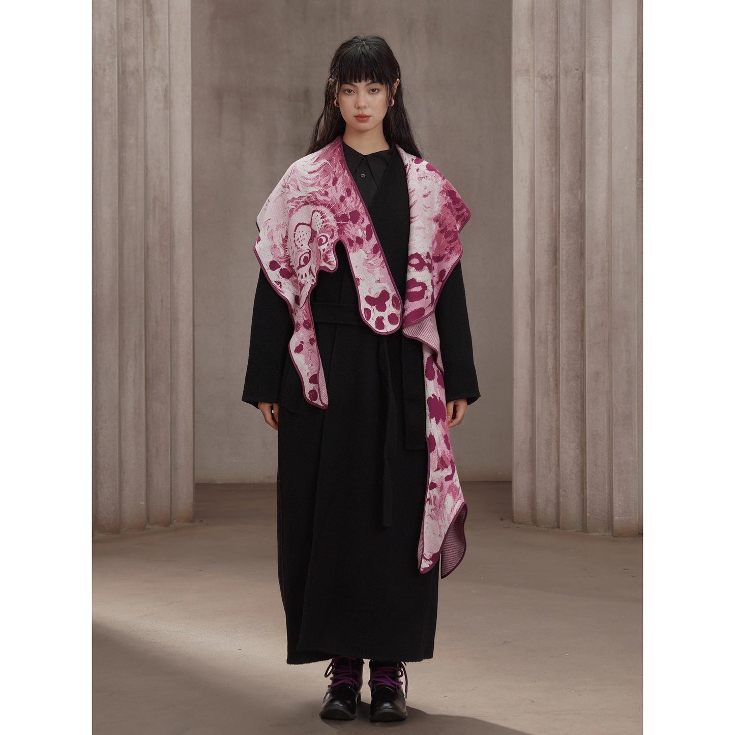 豹の挿絵ニットストール