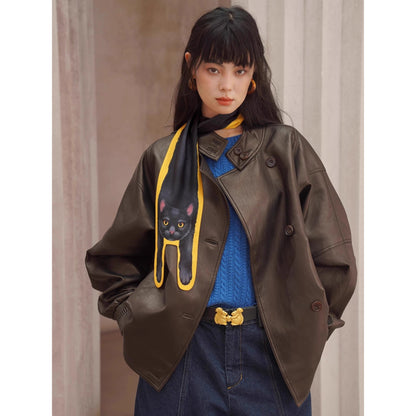 黒猫の挿絵マフラー