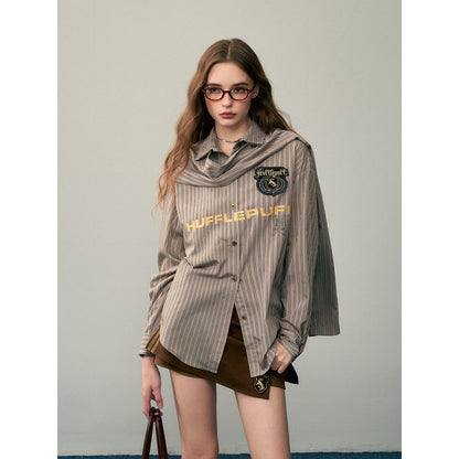 魔法学校の刺繍ストールストライプシャツ