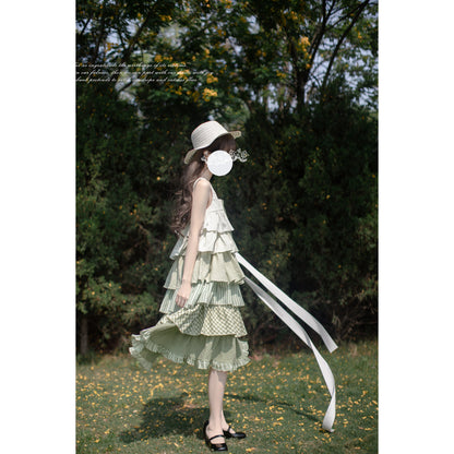 新緑の森のお嬢様のティアードワンピース