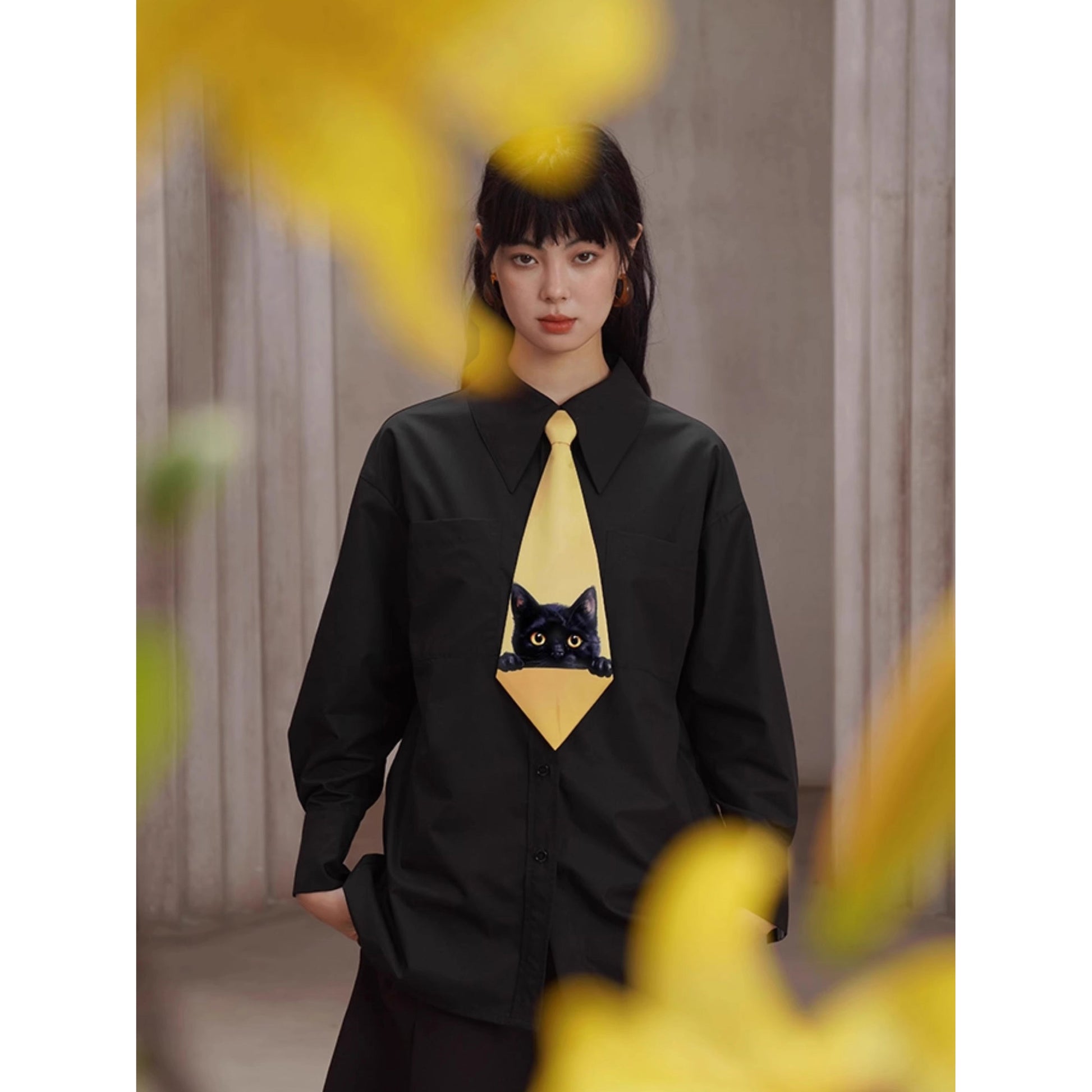 黒猫の挿絵ネクタイ