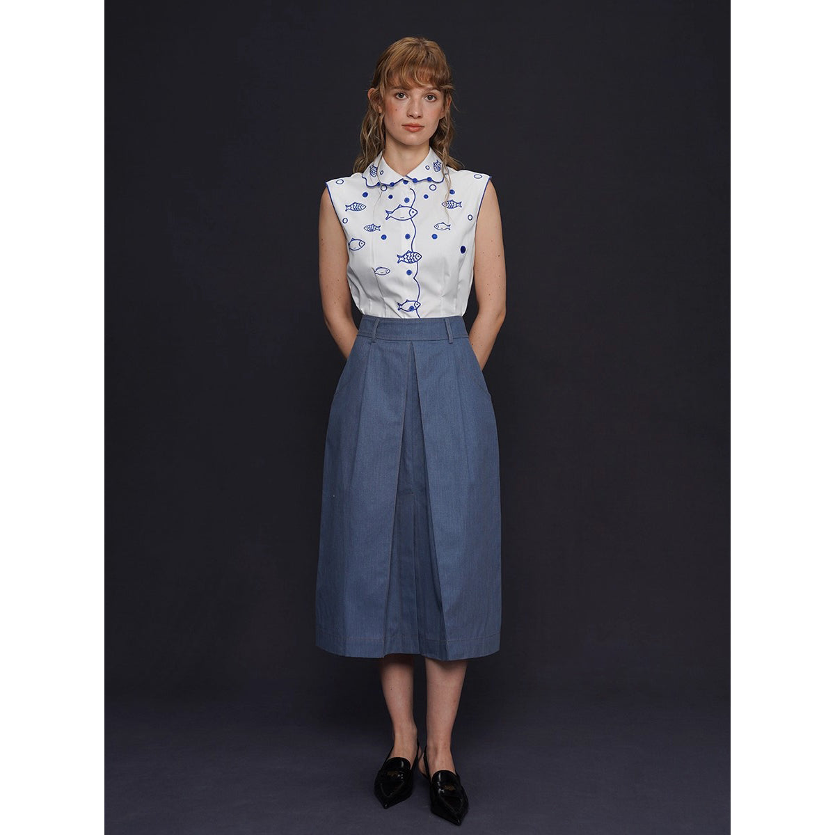 青藍の海色デニムスカート